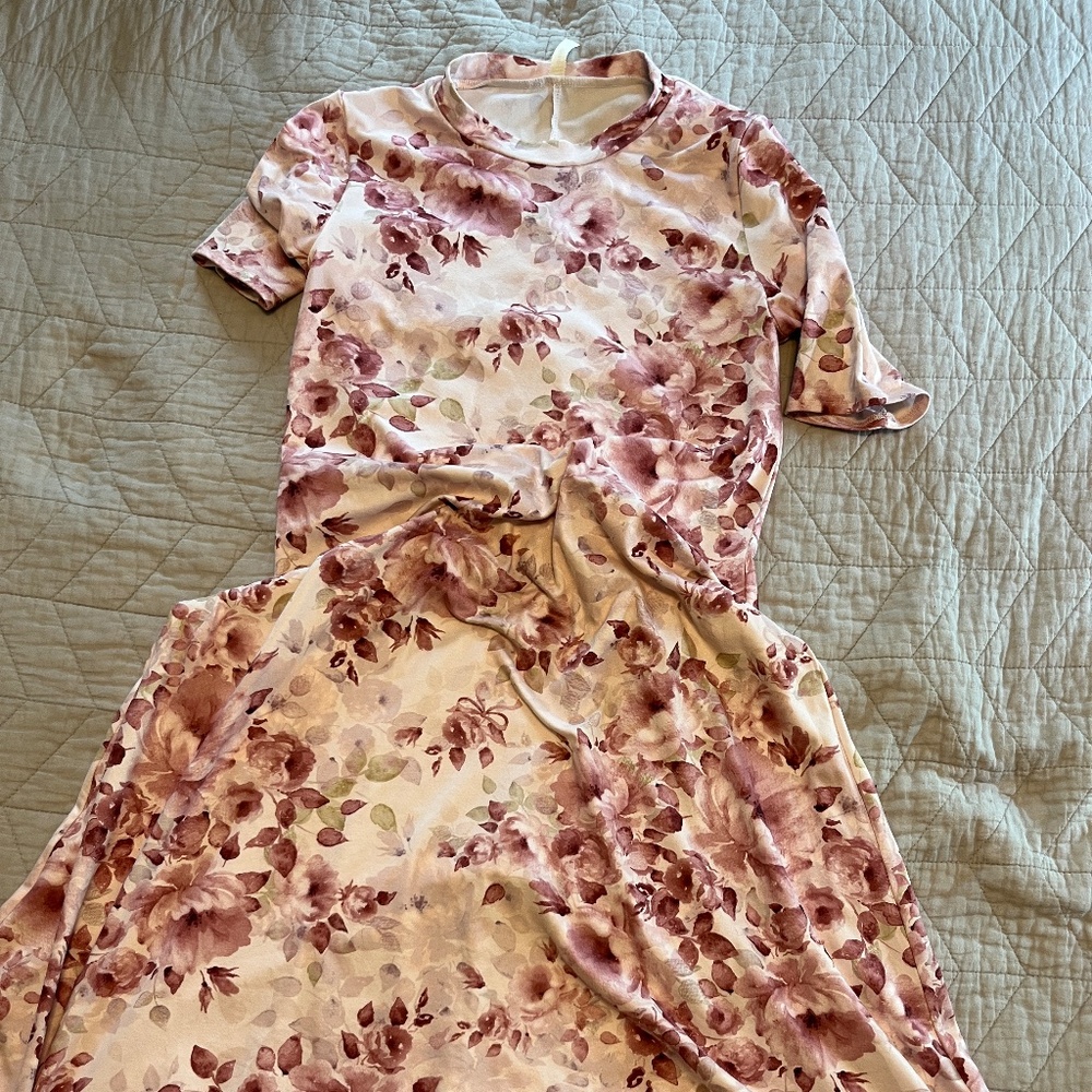 Orange Creek pink floral midi dress size S